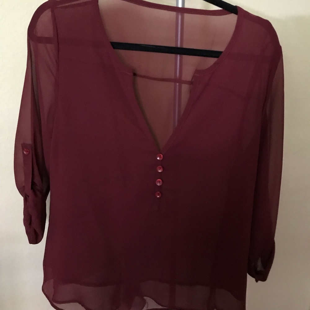 Burgundy polyester blouse